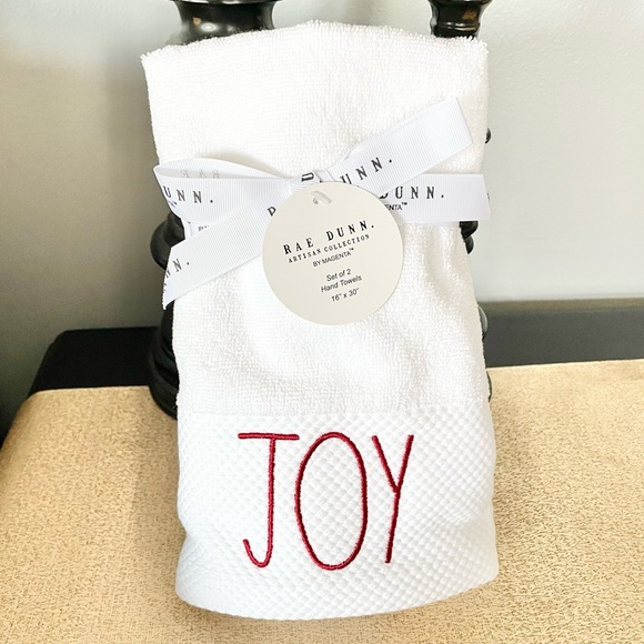🆕Rae Dunn SET OF 2 JOY Bathroom Hand Towels - Picture 3 of 5